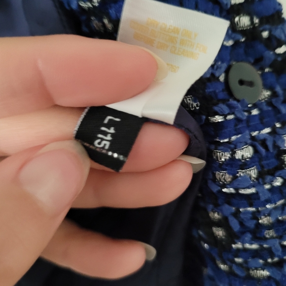 Kate Spade New York "Silver Lining" Tinsel Tweed Blazer Jacket Sz 0 Royal Blue - Picture 11 of 12